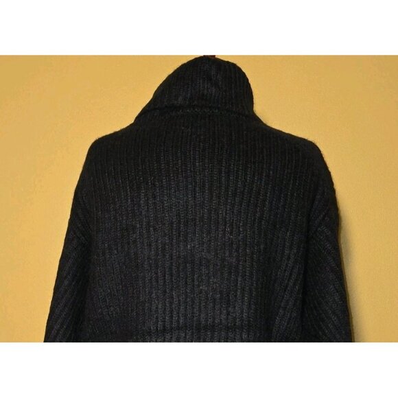 Thakoon Cropped Ribbed Turtleneck Sweater Black Womens Large Thick KN17 NWT New - Picture 3 of 10